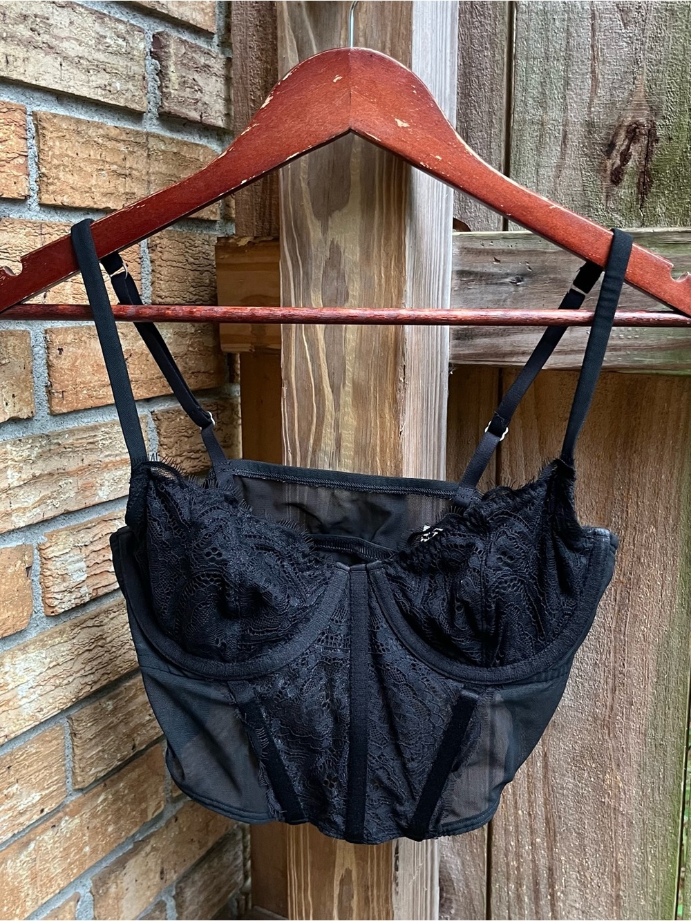 Gilly Hicks Black Lace Longline Bustier Bra